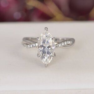 All Moissanite Ring 3.85ct Marquise Engagement Solitaire Ring